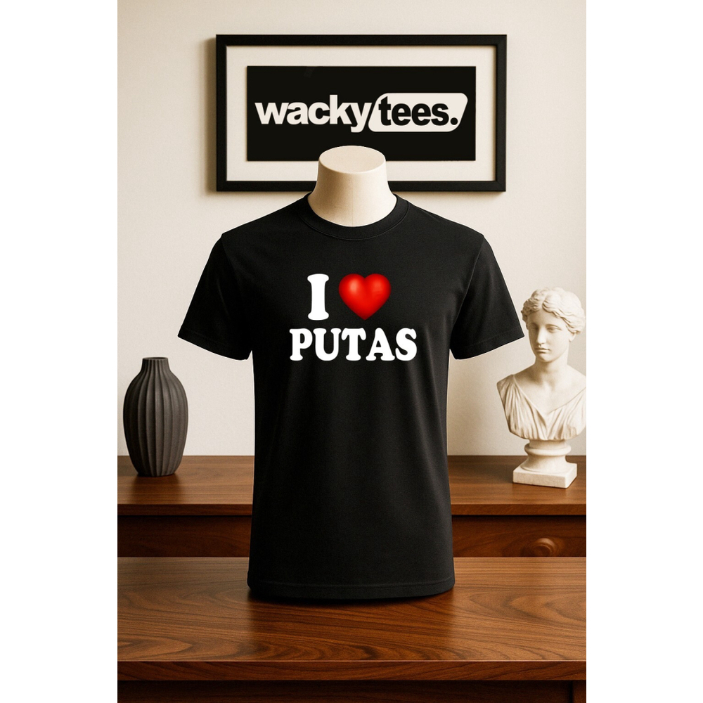 I Love Putas I Heart Funny Adult Humor Graphic Tee Shirt